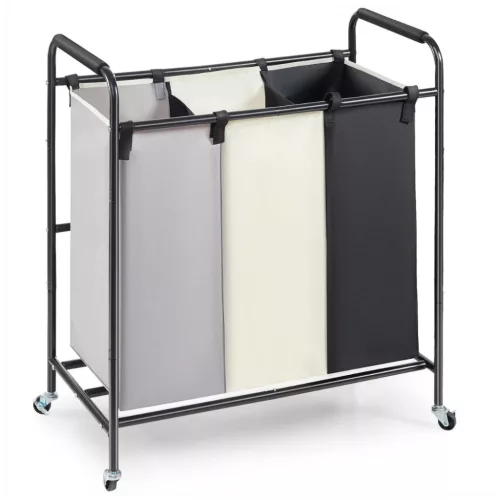 3 részes gurulós szennyestartó stabil fémvázzal és strapabíró Oxford textillel