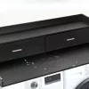 Mosógépre helyezhető fekete munkalap két fiókkal 1370x700x305 mm mosókonyhai munkafelület