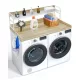 Tölgy színű kétpolcos munkalap mosógépre fa mosókonyhai munkafelület