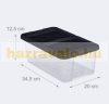 Plastic storage box with lid, 12-piece set, for example, a shoe box with a black lid 