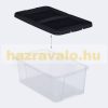 Plastic storage box with lid, 12-piece set, for example, a shoe box with a black lid 