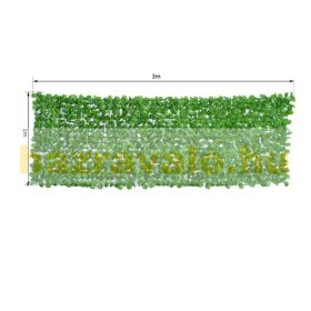   Erkélytakaró, kerítéstakaró belátásgátló egyszínű, zöld műsövény korlát takaró háló élethű szőtt levelekkel 300x100 cm világos zöld