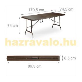   Összecsukható nagy kerti piknik kemping asztal padokkal fa hatású 