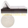 Polyrattan sunbed double sunbed with adjustable backrest brown-beige