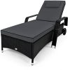 Polyrattan sunbed sunbed on wheels with adjustable backrest and armrests black-anthracite