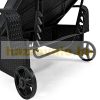 Polyrattan sunbed sunbed on wheels with adjustable backrest and armrests black-anthracite