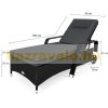 Polyrattan sunbed sunbed on wheels with adjustable backrest and armrests black-anthracite