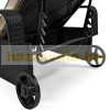Polirattan sunbed wheeled sunbed with adjustable backrest, armrests, black-beige