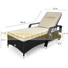 Polirattan sunbed wheeled sunbed with adjustable backrest, armrests, black-beige