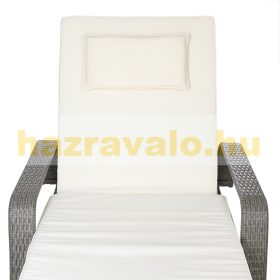   Polirattan napozóágy kerekes napágy állítható háttámlával, kartámasszal szürke-bézs