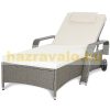 Polirattan sunbed sunbed on wheels with adjustable backrest, gray-beige armrest