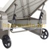 Polirattan sunbed sunbed on wheels with adjustable backrest, gray-beige armrest