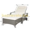 Polirattan sunbed sunbed on wheels with adjustable backrest, gray-beige armrest