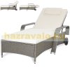 Polirattan sunbed sunbed on wheels with adjustable backrest, gray-beige armrest