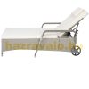 Polirattan sunbed sunbed on wheels with adjustable backrest, gray-beige armrest