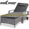 Polirattan sunbed sunbed on wheels with adjustable backrest, gray armrests