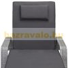 Polirattan sunbed sunbed on wheels with adjustable backrest, gray armrests