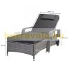 Polirattan sunbed sunbed on wheels with adjustable backrest, gray armrests