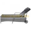Polirattan sunbed sunbed on wheels with adjustable backrest, gray armrests