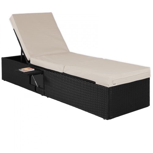 Polirattan sunbed 195x60x39 cm sunbed black-beige