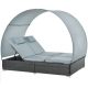 Polirattan double sunbed with awning, luxury garden bed