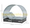 Polirattan double sunbed with awning, luxury garden bed