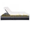 Polirattan sunbed double sunbed with adjustable backrest black-beige