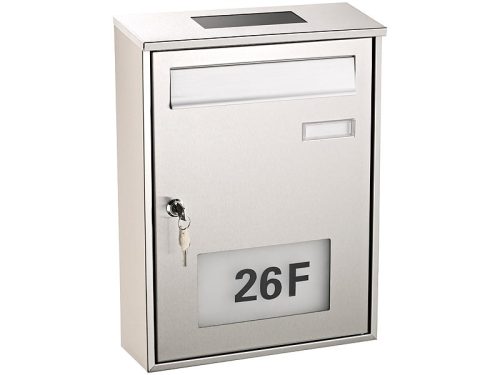 Solar letterbox house number lighting stainless steel stainless steel letterbox outdoor design made of acid-resistant steel material