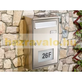   Napelemes postaláda házszám világítás rozsdamentes anyag Nemesacél levélszekrény kültéri kivitel saválló acél anyagól