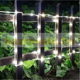   Napelemes lámpa fényfűzér ledszalag 10 méter 100 db hidegfehér akkumulátoros vízálló fénykötél