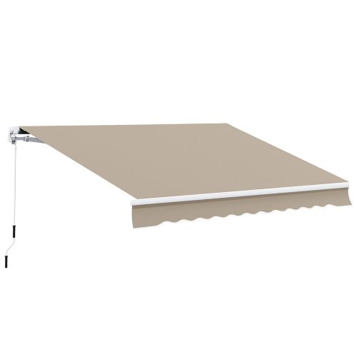 Awning for terrace 300x400 cm Manually rollable terrace shade in beige color 