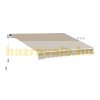 Awning for terrace 300x400 cm Manually rollable terrace shade in beige color 