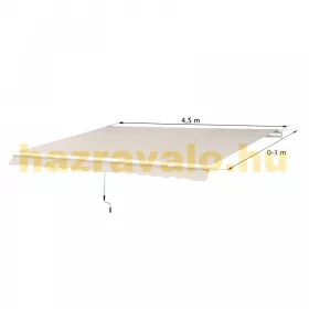   Napellenző teraszra 450x300 cm manuálisan tekerhető terasz árnyékoló bézs színben 