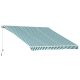 Awning for terrace 350x250 cm Manually rollable terrace shade in green and white 