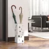 Fém esernyőtartó csepptálcával, 6 esernyő részére, 4 kampóval, fehér