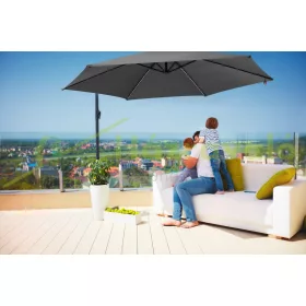   Napernyő LED napelemes világítással Ø330 cm antracit szolár világítású napernyő 