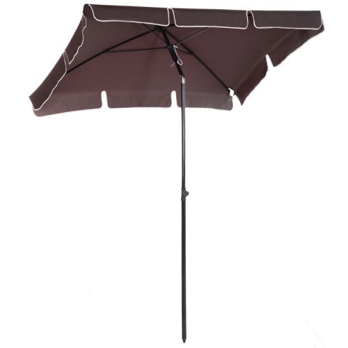 Tiltable parasol 198x130x245 cm for garden, terrace, beach coffee brown