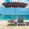 Tiltable parasol 198x130x245 cm for garden, terrace, beach coffee brown