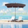 Tiltable parasol 198x130x245 cm for garden, terrace, beach coffee brown