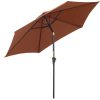 Tiltable parasol with manual crank Ø2.6x2.35 m coffee brown parasol shade