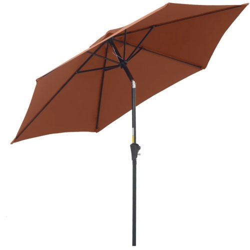 Tiltable parasol with manual crank Ø2.6x2.35 m coffee brown parasol shade