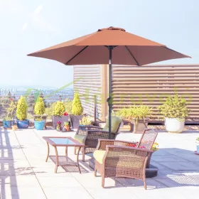   Dönthető napernyő kézi kurblival Ø2,6x2,35 m kávébarna napellenző árnyékoló