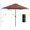 Tiltable parasol with manual crank Ø2.6x2.35 m coffee brown parasol shade