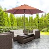 Tiltable parasol with manual crank Ø2.6x2.35 m coffee brown parasol shade