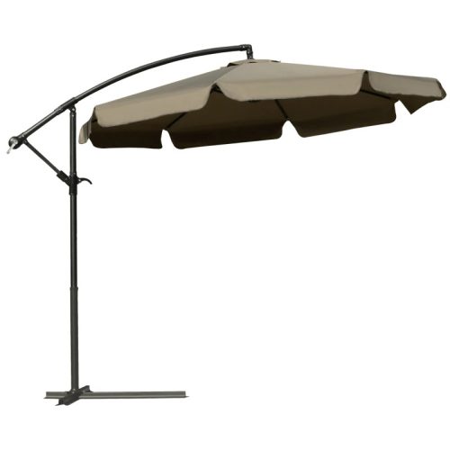 Tiltable parasol with manual crank Ø265x265 cm brown parasol shade