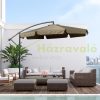 Tiltable parasol with manual crank Ø265x265 cm brown parasol shade