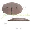 Double parasol XXL adjustable parasol 440 x 270 x 250 cm sun protection brown 