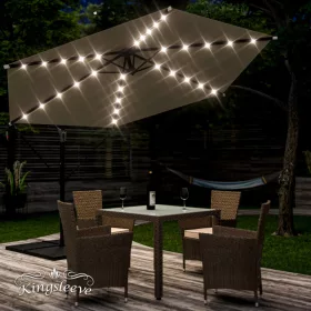 Napernyő világítással Ø300 cm bézs LED napelemes 