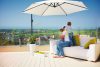 Parasol with LED solar lighting Ø330 cm beige solar-lit parasol 