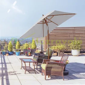   Dönthető napernyő 200x150x235 cm krémfehér napellenző árnyékoló kertbe, teraszra, strandra